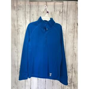 Mens Sweatshirt Blue Fleece Quarter Zip Winter Jacket Turtleneck Size Medium